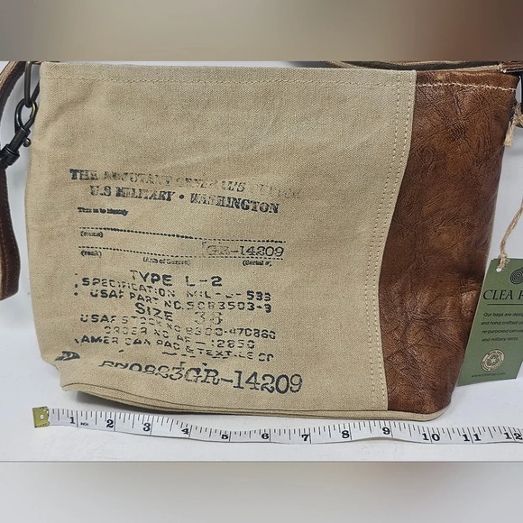 Clea Ray US Military Upcycled Canvas Shoulderbag Crossbody NWT - Picture 15 of 16